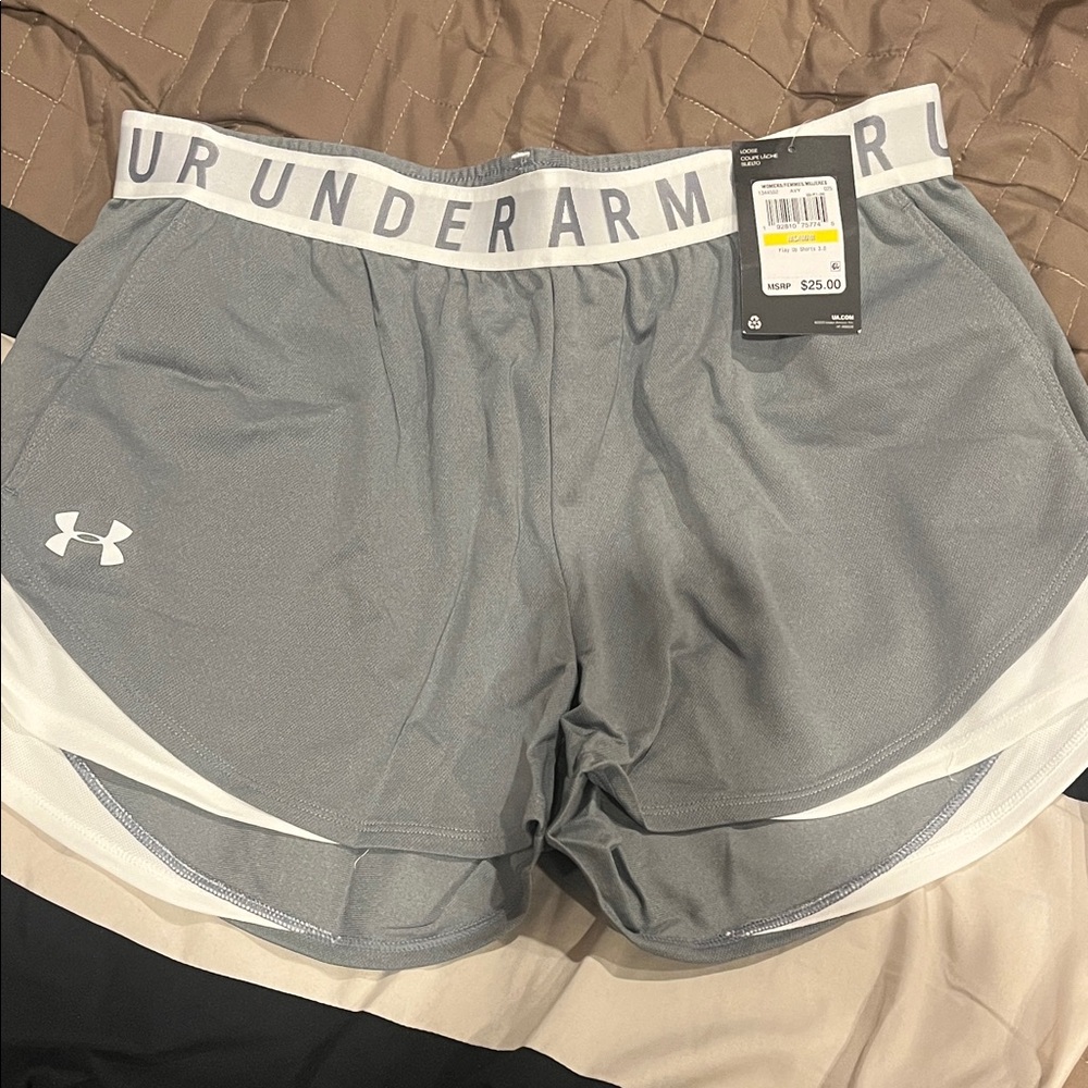 Under Armour Women's Athletic Gray and White Shorts